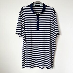 Striped Navy and White Polo Shirt - Men